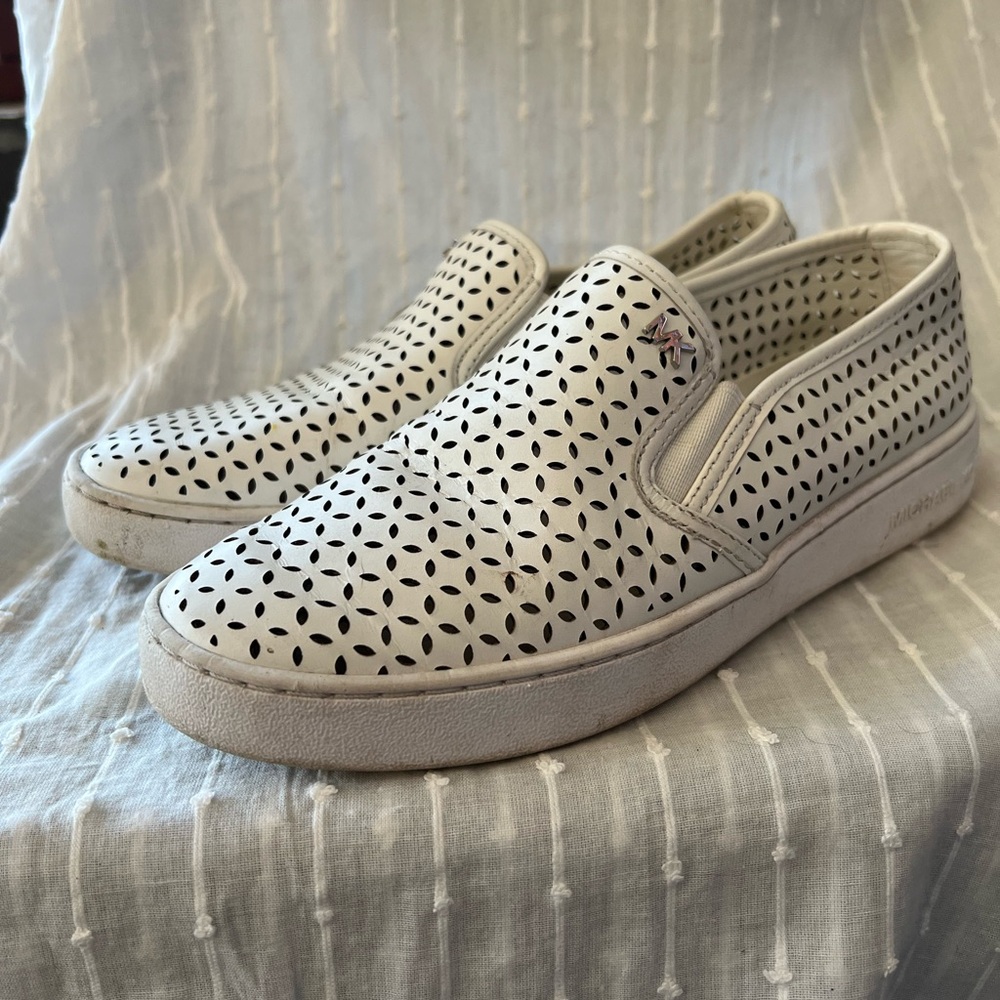 MICHAEL Michael Kors White Perforated Loafers
